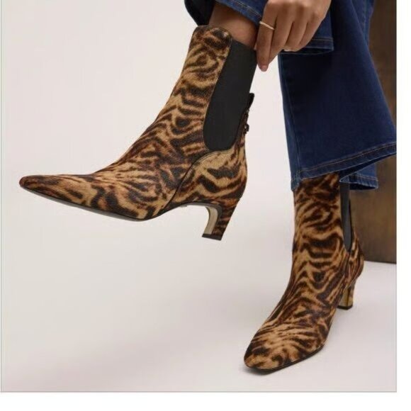 Sam Edelman Margo Ankle Boots Bootie Size 7.5 Kitten Heel Animal Calf Hair NEW - Picture 3 of 16